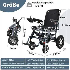 ehoodax Power Motorized Foldable Wheelchairs for Seniors Support Load 265 LBS 500W Motor