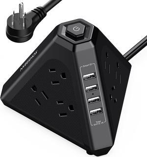 Power Strip Surge Protector Tower, 3-Side Triangle Outlet with 9 AC Multiple Outlets 4 USB Ports, 6.5 FT Long Extension Cord Outlets Charging Tower with Surge Protection Overload Protection for Office