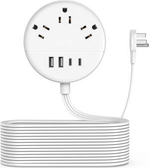 Flat Extension Cord 25 ft, NTONPOWER Flat Plug Power Strip with 3 Outlets 4 USB Ports(2 USB C), Ultra Thin Extension Cord Under Carpet, Mountable, Outlet Extender Long Cord for Indoor Home Office Room