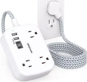 USB Power Strip, Extension Cord with USB Port, Flat Plug Power Strip, Ultra Flat Extension Cord 5 Ft with 3 Outlets 4 USB Ports(2 USB C), Wall Mount, No Surge Protector for Cruise, Travel, Dorm Room USB Power Strip, Extension Cord with USB Port, Flat Plug Power Strip, Ultra Flat Extension Cord 5 Ft with 3 Outlets 4 USB Ports(2 USB C), Wall Mount, No Surge Protector for Cruise, Travel, Dorm Room