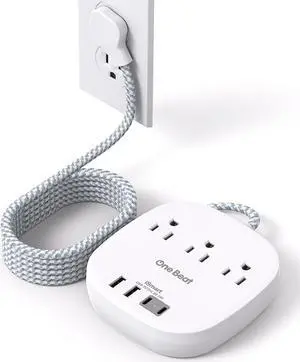 10Ft Flat Plug Power Strip, Ultra Thin Extension Cord - 3 Outlets 4 USB Ports (2 USB C) Desktop Charging Station, Cruise Ship Power Strip with No Surge Protection for Travel, Dorm Room Essentials