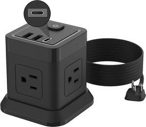 Power Strip with USB C Ports, FDTEK Power Cube with USB C, PD 20W Fast Charge Power Cube with 4 Outlets and 3 USB, 10FT Flat Plug Power Strip for Home, Office, Dorm Room Essentials