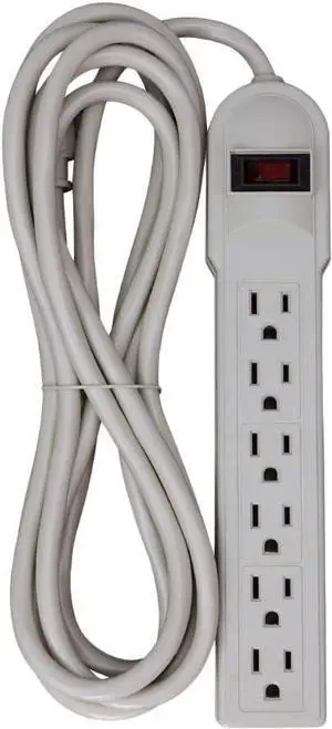 PS09S12 Heavy Duty 6 AC Outlet Power Strip, Surge Protector, 14/3 AWG, Extra Long Power Cord, UL Listed, 12-Foot
