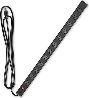 Iron Forge Cable 12 Outlet Power Strip Surge Protector - 14/3 Heavy Duty Rack Mount Power Strips 12 Port 9 Ft Extension Cord 3 Prong, Smart Circuit Breaker 450 Joule 15 AMP Aluminum Surge Protector