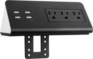 Desk Edge Mount Power Strips with USB Ports-UL Plug Outlets 1250 Joulets Surge Protector Tabletop Power Sockets for Nightstand/Home Office/Dormitory 4 USB Ports & 3AC Outlets