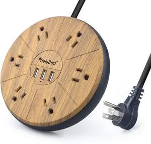 Power Strip Surge Protector 6 AC outlets with 3 USB Ports Charging Station Long Extension Cord Right Angle Flat Plug Widely Spaced Multi Outlets Circuit Breaker Safeguard for Home,Office, Dorm Room