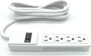 4 Outlet Power Strip Surge Protector Illuminated On/Off Switch 10 FT 14AWG Cord