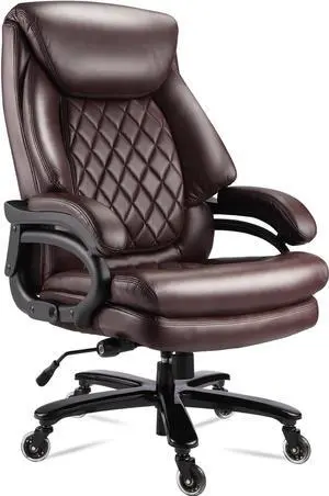 400lbs Big and Tall Office Chair Wide Spring Seat Executive Office Chair Back Support Home Office Desk Chair for Heavy People Computer PU Leather Chair with Heavy Duty Casters 360 Swivel Chair (Brown) 400lbs Big and Tall Office Chair Wide Spring Seat Executive Office Chair Back Support Home Office Desk Chair for Heavy People Computer PU Leather Chair with Heavy Duty Casters 360 Swivel Chair (Brown)