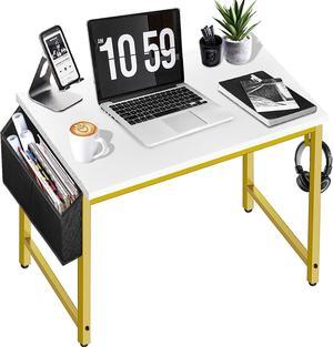 DLisiting Computer Desk  Modern Simple Home Office Writing Table for Bedroom Student Teens Study Small Spaces Work PC Laptop 31 inch Mini Vanity Desks Mesa de computadora White Gold