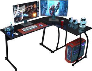 Super Deal L-Shaped Corner Desk Computer Gaming Desk - 58 Inch Modern Home PC Table Office Writing Workstation, Black