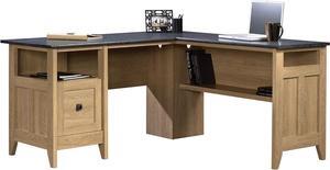Sauder August Hill L-Shaped Desk, Dover Oak finish, L: 59.06" x W: 58.74" x H: 29.25"