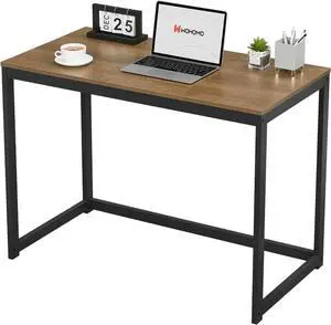 WOHOMO Small Computer Desk 39 Simple Modern Desk with Large Legroom Study Writing Desk for Home Office, Dark Brown