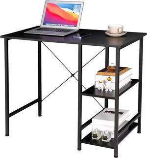 Home Office Desk Study Writing Computer Desk with 2 Storage Shelves, Small Industrial Modern Simple Style Laptop Table for Home, Office, Study, Bedroom, Gaming, (36 Inch, Black)