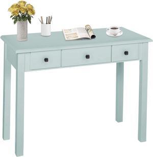 STHOUYN Home Office Small Writing Desk with Drawers Bedroom, Study Table for Adults/Student, Vanity Makeup Dressing Table Save Space Gifts Green (Light Green)