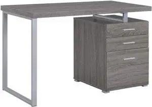 COASTER Home Furnishings Brennan Modern 3 Drawer Home Office Writing Computer Desk Silver Metal Frame Weathered Gray COASTER Home Furnishings Brennan Modern 3 Drawer Home Office Writing Computer Desk Silver Metal Frame Weathered Gray