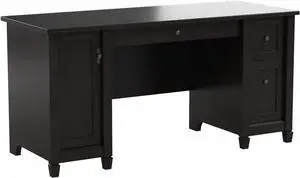 Sauder Edge Water Computer Desk, L: 59.06" x W: 23.23" x H: 29.02", Estate Black finish