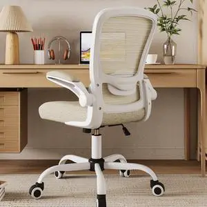 Home Office Chair, High Back Desk Chair, Ergonomic Mesh Computer Chair with Adjustable Lumbar Support and Thickened Seat Cushion (Modern, Beige)