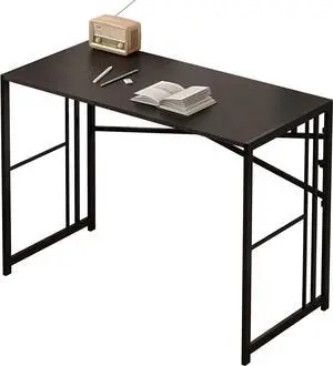 EMODA Folding Computer Desk 40 inch, No Assembly Needed Home Office Table Study Writing Gaming Desk, Black