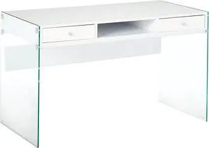 Coaster Home Furnishings Dobrev 2-Drawer Writing Desk Glossy White and Clear