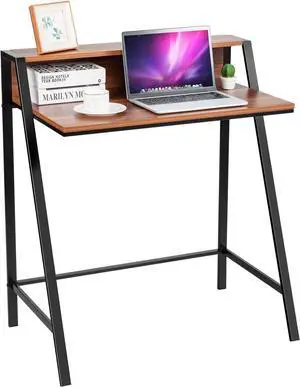 Tangkula Small Computer Desk, Compact Home Office Desk with Sturdy Frame, 2 Tier Study Writing Table for Small Place Apartment Office, Desk for Bedroom, Kids Desk
