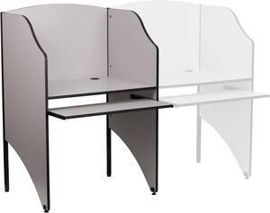 Flash Furniture Kevin Starter Study Carrel with Thermal Fused Surface and Panels and Wire Management Grommets in Nebula Grey Finish