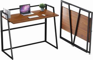 Eureka Ergonomic fold Desk 41 inch Small Folding Table Home Computer Desk Office Collapsible Desks Study Writing Computer Folding Work Tables for Small Spaces Free Assembly, Walnut