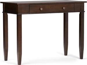 SIMPLIHOME Carlton SOLID WOOD Transitional Modern 42 inch Wide Home Office Desk, Writing Table, Workstation, Study Table Furniture in Dark Tobacco Brown with 1 Drawer