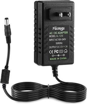 DC 12V 3A Power Supply AC Adapter AC 100-240V to DC 12 Volt Wall Plug Transformers 36W with 150cm/ 4.92 Feet LONG CABLE Wall Mounted Power Adapter with Barrel Connector 5.5x2.5mm & 5.5x2.1mm