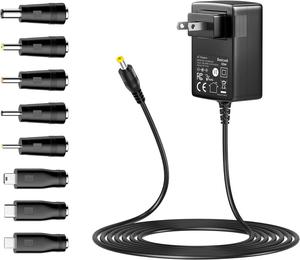 5V 2A 1A Power Supply Universal AC Adapter DC 5Volt 1.5A 1.2A 0.5A Replacement Power Cord for Record Players Tablet Speaker Router and More 5Vdc Electronics - with USB C Micro USB Tips