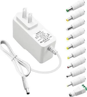ALITOVE DC 12V Power Supply 1A 12W AC Adapter 100-240V to DC12V 4.92Ft Cord Universal Converter with 5.5x2.5 5.5x2.1 5.5x3.0 5.5x1.7 4.8x1.7 4.0x1.7 3.5x1.35 3.0x1.1 2.5x0.7 6.3x3.0 10 Tips