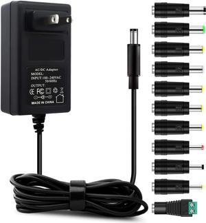12V 3A AC Adapter Power Supply Charger [12 Volts 3 Amps Regulated Switching Power] with 11 Interchangeable DC Plug for 500mA 600mA 700mA 800mA 900mA 1000mA 1500mA 2000mA 2500mA 3000mA Equipment