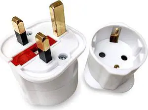 EU to UK Adapter Schuko Euro Socket 2 Pin to 13 Amp 3 Pin Plug Type C to Type G | International Universal European Europe Travel Adaptor Adopter | for Mobile Phone Tablet Laptop | 1 x White