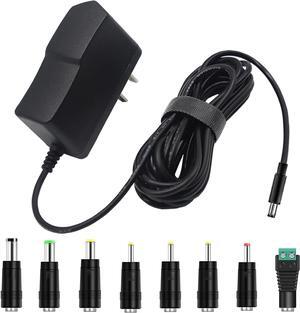 9V 1A Charger 9 Watt Power Supply Adapter AC to DC 9V 1A 0.8A 0.5A Regulated Switching Power Adapter with 8 Interchangeable DC Plug 9.0V 1000mA DC Power Supply Adapter Transformer