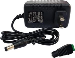 12 Volt 2A Power Adapter Supply, AC 100-240V to DC 12V 2A Power Supply Transformer 2.5mm X 5.5mm Wall Plug for DC12V Light Security CCTV Camera