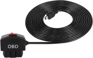 OBD Power Cable for Dash Cam,Mini USB OBD2 Power Cable Adapter Hardwire Charger Cable with Switch Button-3.5M/11.5FT OBD Power Cable for Dash Cam,Mini USB OBD2 Power Cable Adapter Hardwire Charger Cable with Switch Button-3.5M/11.5FT