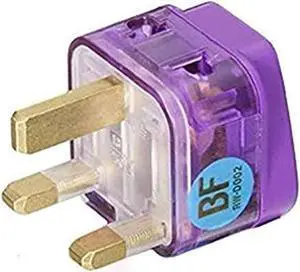 AC POWER TRAVEL ADAPTER PLUG FOR UNITED KINGDOM UK ENGLAND IRELAND SCOTLAND MALAYSIA HONG KONG / WITH DUAL PLUG-IN PORTS AND SURGE PROTECTION / GROUNDED