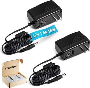 Chanzon 12V 1.5A UL Listed 18W AC DC Switching Power Supply Adapter (Input 100-240V, Output 12 Volt 1.5 Amp, 6Ft Cord, 18 Watt) Wall Wart Transformer Charger for DC12V Security CCTV Camera (2-Pack)