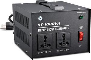 ZGROCK 1000 Watt Voltage Transformer- Step Up and Down- Circuit Breaker Protection Universal Dual Output Step Up & Step Down Power Transformer 110V to 220V/220V to 110V