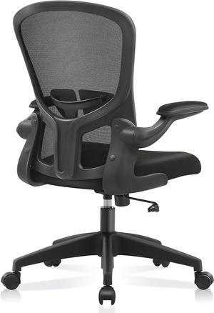 Office Desk Chairs, Ergonomic PC Desk Chair with Wheels, Adjustable Lumbar Support and Height, Swivel Computer Chair with Flip-up Armrests, Ergo Mesh Backrest for Working (Black)