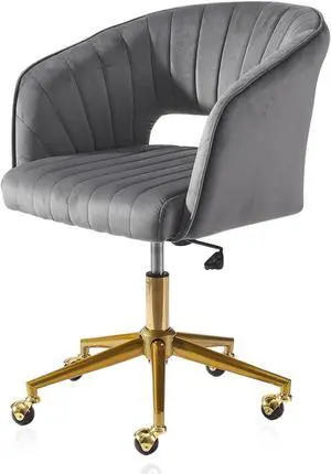 Grey Vanity Chair with Wheel, Modern Velvet Home Office Chair with Back, Criss Cross Chair for Vanity, Living Room, Bedroom and Study Grey Vanity Chair with Wheel, Modern Velvet Home Office Chair with Back, Criss Cross Chair for Vanity, Living Room, Bedroom and Study