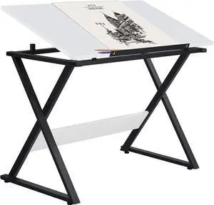 Yaheetech Drafting Table for Artists Art Desk Drawing Painting Studying Table w/Tilted Tabletop Art Craft Work Station for Adults Home Office School Use