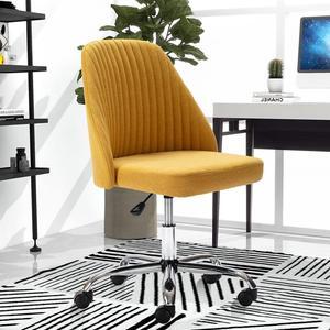 SMUG Yellow Desk Chair, Modern Adjustable Rolling Task Chair with Wheels, Armless for Bedroom, Vanity Chair for Makeup Room, Living Room, 32.1H x 18.8W x 17.2D in, 18.0 lbs, VA-76-YL