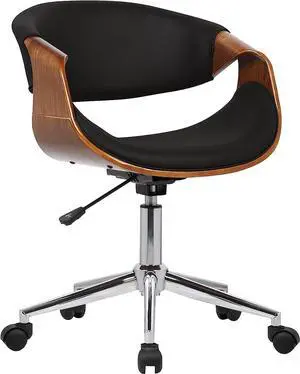 Armen Living Geneva Office Chair in Black Faux Leather and Chrome Finish