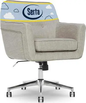 Serta Ashland Ergonomic Home Office Chair with Memory Foam Cushioning Chrome-Finished Stainless Steel Base, 360-Degree Mobility, Fabric, Light Gray