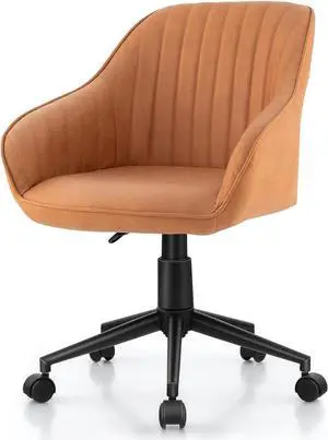 Modern Home Office Desk Chair, Mid Century Computer Chair Adjustable Swivel Bedroom Makeup Chair with Wheels and Arms Brown (1 Pack) Modern Home Office Desk Chair, Mid Century Computer Chair Adjustable Swivel Bedroom Makeup Chair with Wheels and Arms Brown (1 Pack)