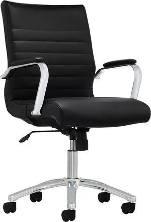 Realspace® Modern Comfort Series Winsley Bonded Leather Mid-Back Chair, Black