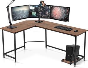 ivinta Computer Desk Gaming Desk L Shaped Desk Office Desk Corner Desk Modern Writing Desk Executive Desk PC Gaming Desk Study Desk for Small Space (Brown)