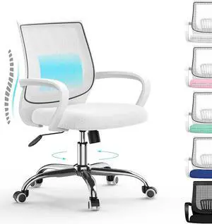 Heweolabs All in White Office Chairs,White Desk Chairs with Lumbar Support + White armrests Mesh Chair can Lift and 360°Swivel, Made of Silver Aluminum Legs,Computer Chair Heweolabs All in White Office Chairs,White Desk Chairs with Lumbar Support + White armrests Mesh Chair can Lift and 360°Swivel, Made of Silver Aluminum Legs,Computer Chair