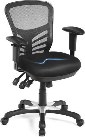 Giantex Ergonomic Mesh Office Chair, Mid-Back Managers Chair, Reclining Desk Chair w/Height Adjustable Backrest & Armrest, Seat Tilt Adjustment Office Chair for Working Studying Gaming (Black)