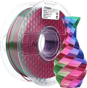 AMOLEN Silk PLA 3D Printer Filament, Tri Color Red Green Blue PLA 1.75mm, Shiny Multi Color Change Filament 3D Printing PLA Filament for Most FDM 3D Printer, 1kg Spool(2.2lbs)